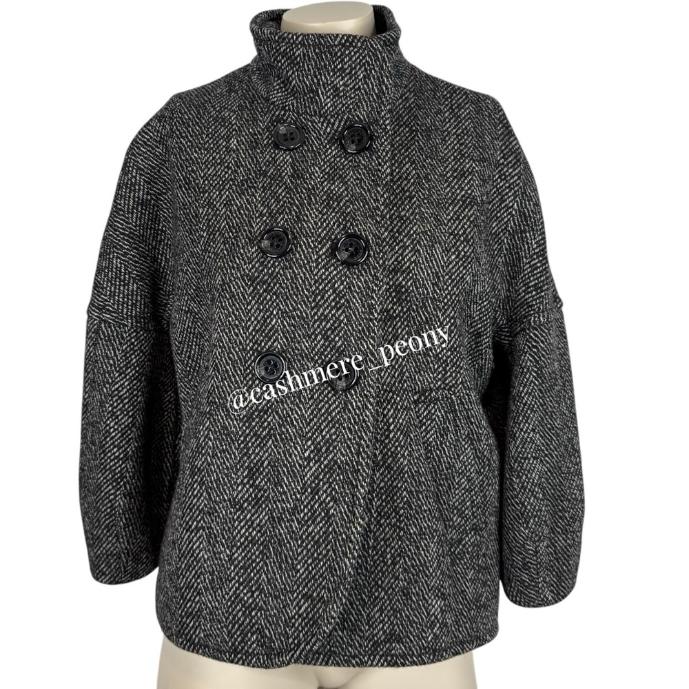 BCBGMaxAzria Black Tweed Wool Cropped Jacket Medium - Picture 2 of 13